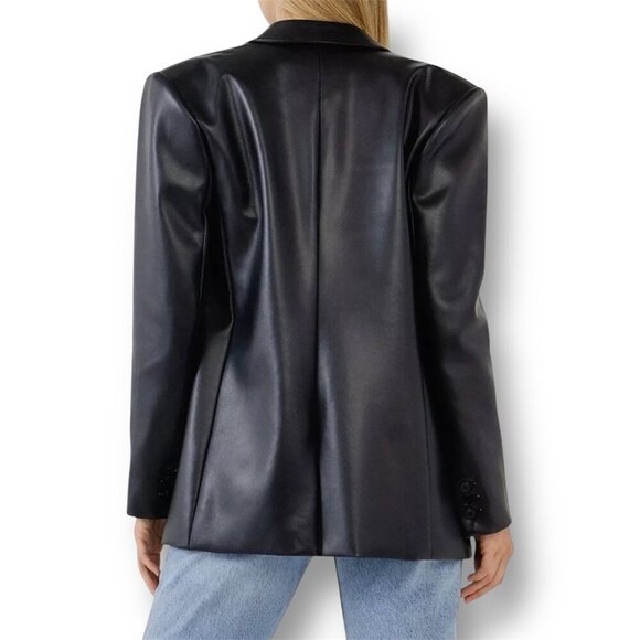 Endless Rose L Black Faux Leather PU Oversized Blazer Jacket Y2K Mob Wife NWT - Picture 3 of 10